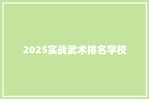 2025实战武术排名学校 未命名