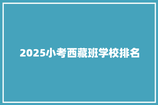 2025小考西藏班学校排名 未命名