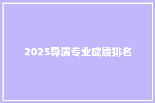 2025导演专业成绩排名