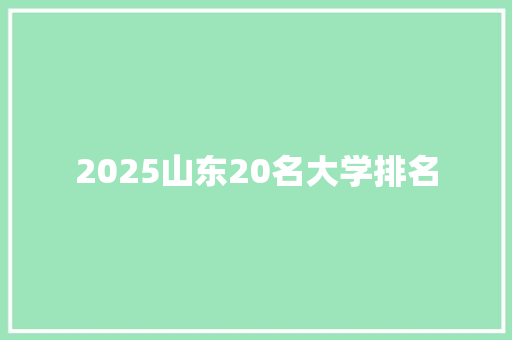 2025山东20名大学排名