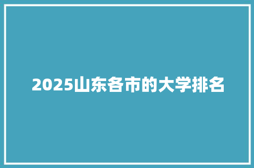 2025山东各市的大学排名 未命名