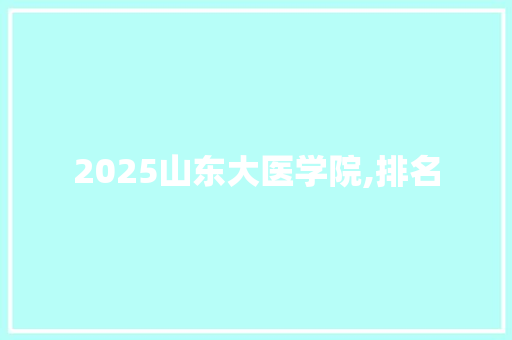 2025山东大医学院,排名 未命名