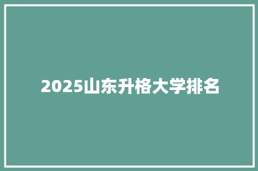 2025山东升格大学排名 未命名