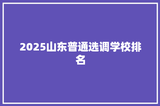 2025山东普通选调学校排名