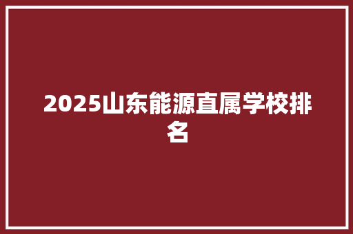 2025山东能源直属学校排名 未命名