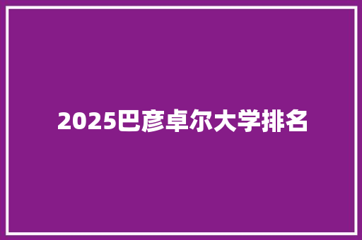 2025巴彦卓尔大学排名