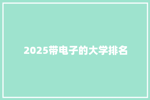 2025带电子的大学排名 未命名