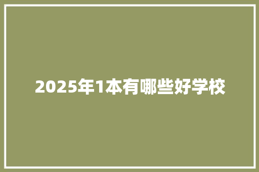 2025年1本有哪些好学校