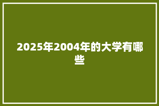 2025年2004年的大学有哪些 未命名