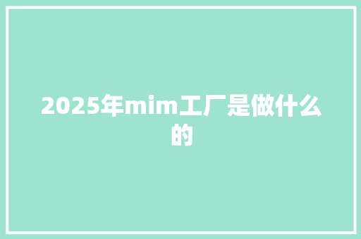 2025年mim工厂是做什么的 未命名