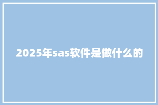 2025年sas软件是做什么的