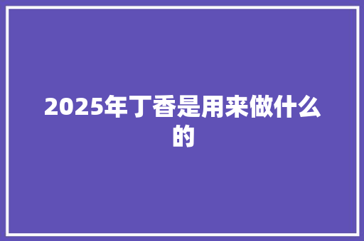 2025年丁香是用来做什么的