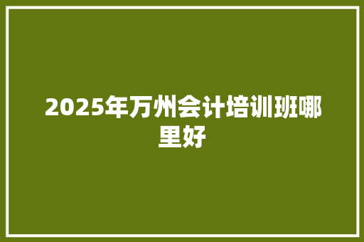 2025年万州会计培训班哪里好