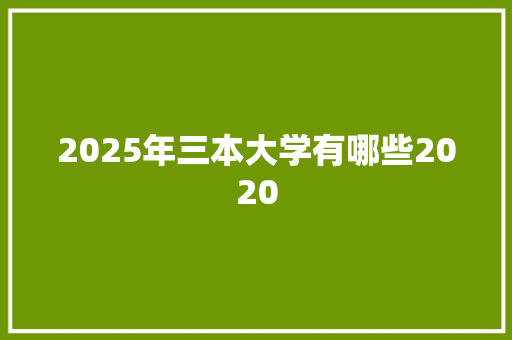 2025年三本大学有哪些2020