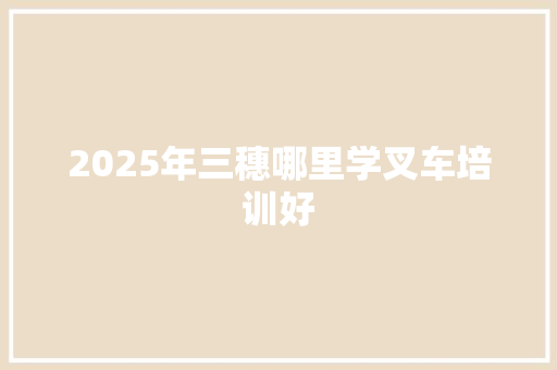 2025年三穗哪里学叉车培训好