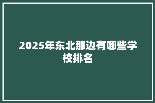 2025年东北那边有哪些学校排名