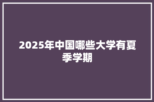 2025年中国哪些大学有夏季学期