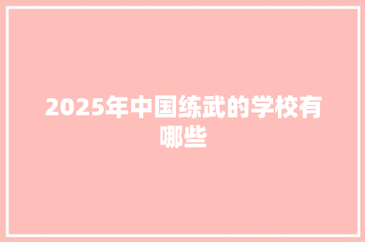 2025年中国练武的学校有哪些