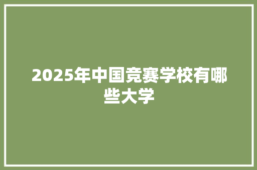 2025年中国竞赛学校有哪些大学