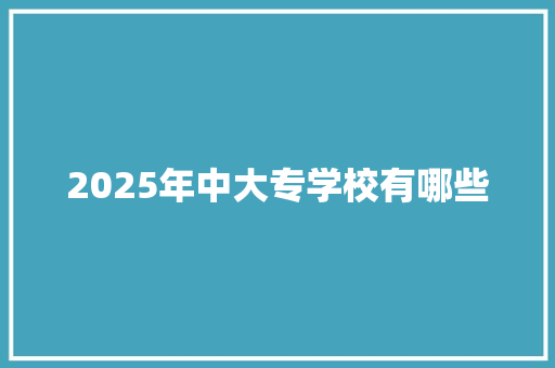 2025年中大专学校有哪些