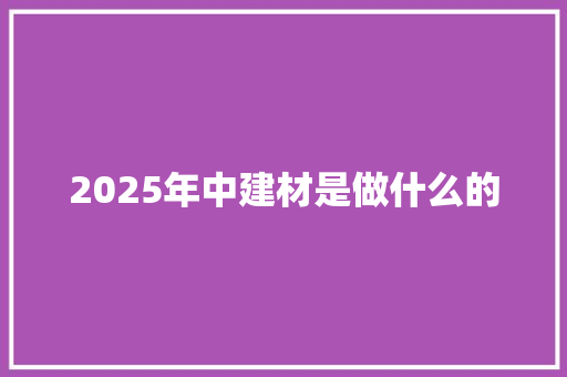 2025年中建材是做什么的