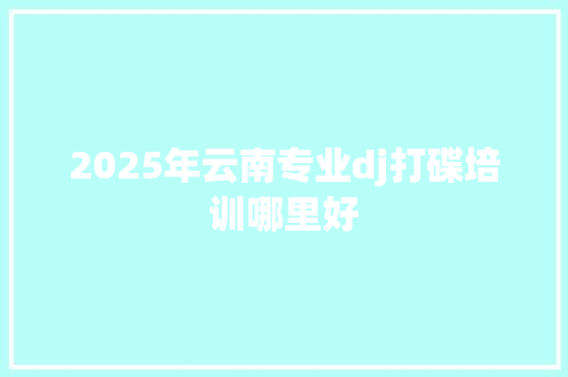 2025年云南专业dj打碟培训哪里好 未命名