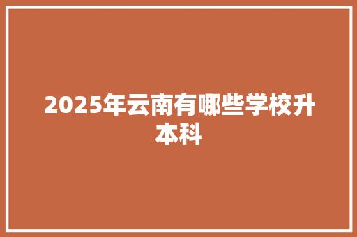 2025年云南有哪些学校升本科 未命名