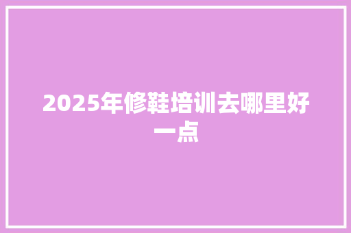 2025年修鞋培训去哪里好一点 未命名