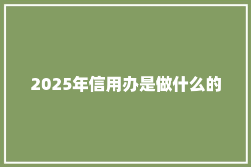 2025年信用办是做什么的