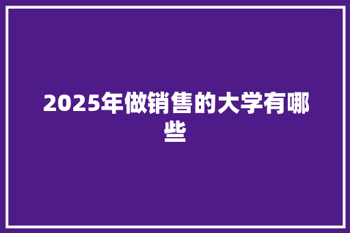 2025年做销售的大学有哪些