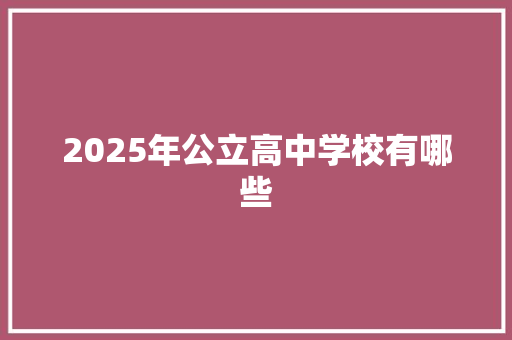 2025年公立高中学校有哪些