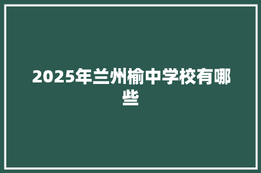 2025年兰州榆中学校有哪些 未命名