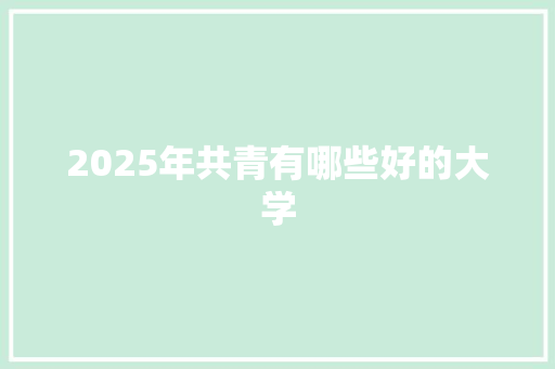 2025年共青有哪些好的大学