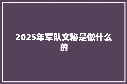 2025年军队文秘是做什么的