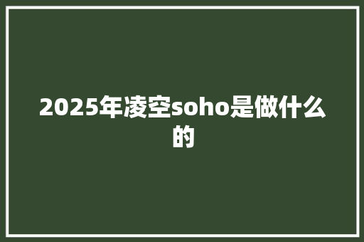 2025年凌空soho是做什么的