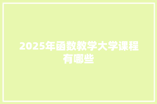 2025年函数教学大学课程有哪些