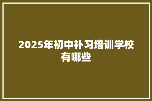 2025年初中补习培训学校有哪些