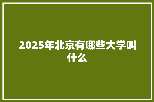 2025年北京有哪些大学叫什么