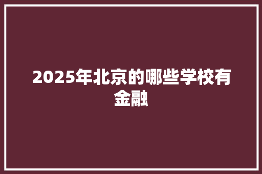 2025年北京的哪些学校有金融 未命名