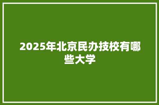 2025年北京民办技校有哪些大学