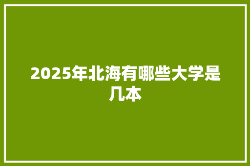 2025年北海有哪些大学是几本