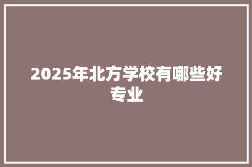 2025年北方学校有哪些好专业