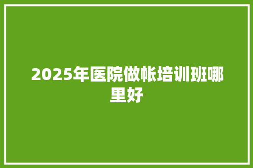 2025年医院做帐培训班哪里好