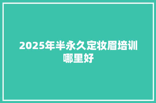 2025年半永久定妆眉培训哪里好