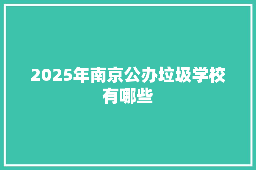 2025年南京公办垃圾学校有哪些