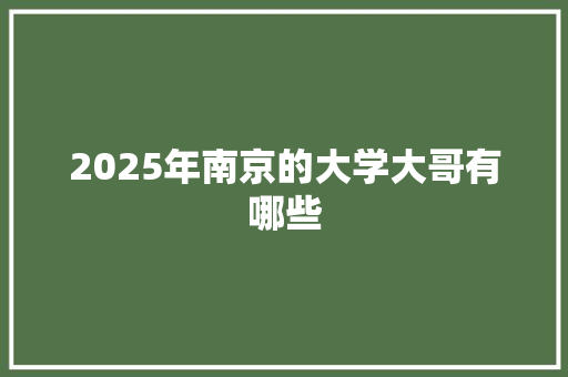 2025年南京的大学大哥有哪些