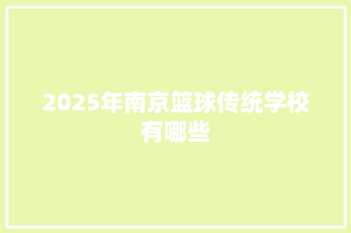 2025年南京篮球传统学校有哪些 未命名