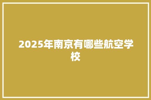 2025年南京有哪些航空学校