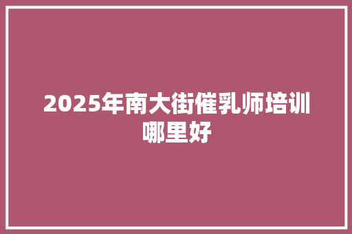 2025年南大街催乳师培训哪里好