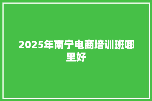 2025年南宁电商培训班哪里好 未命名